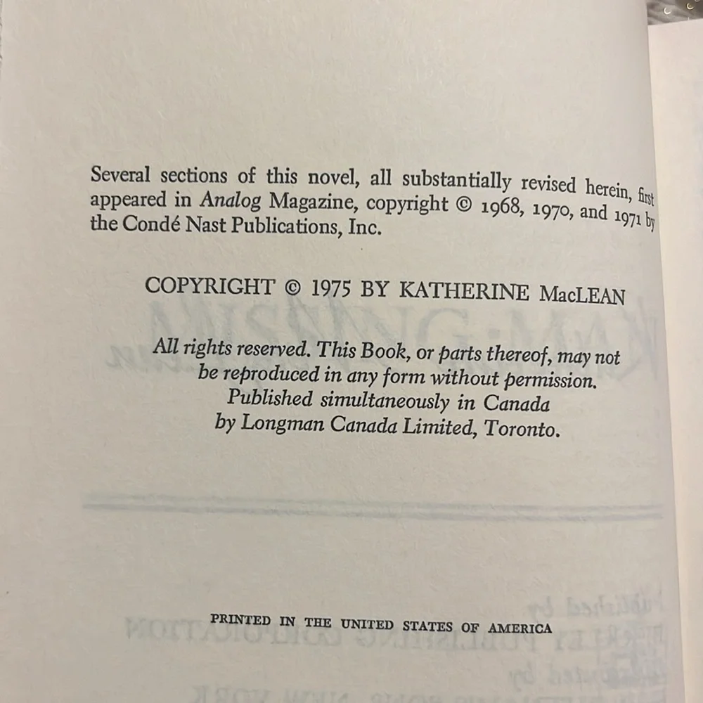 Missing Man Hardcover – January 1, 1975 by Katherine MACLEAN EUC